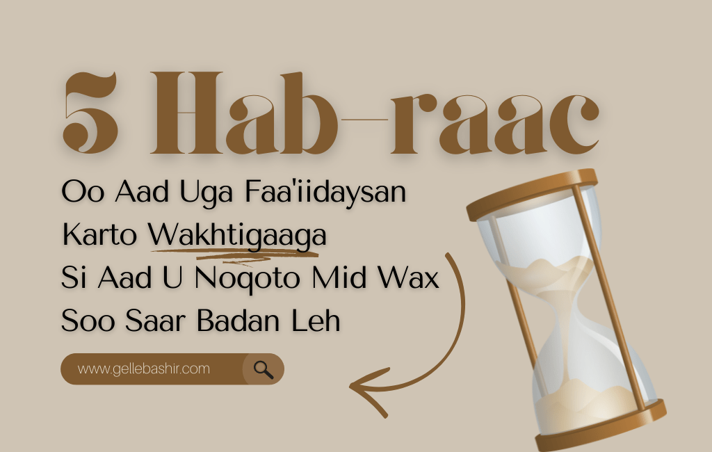 5 Hab-raac Oo Aad Uga Faa'iidaysan Karto Wakhtigaaga Si Aad U Noqoto Mid Wax Soo Saar Badan Leh