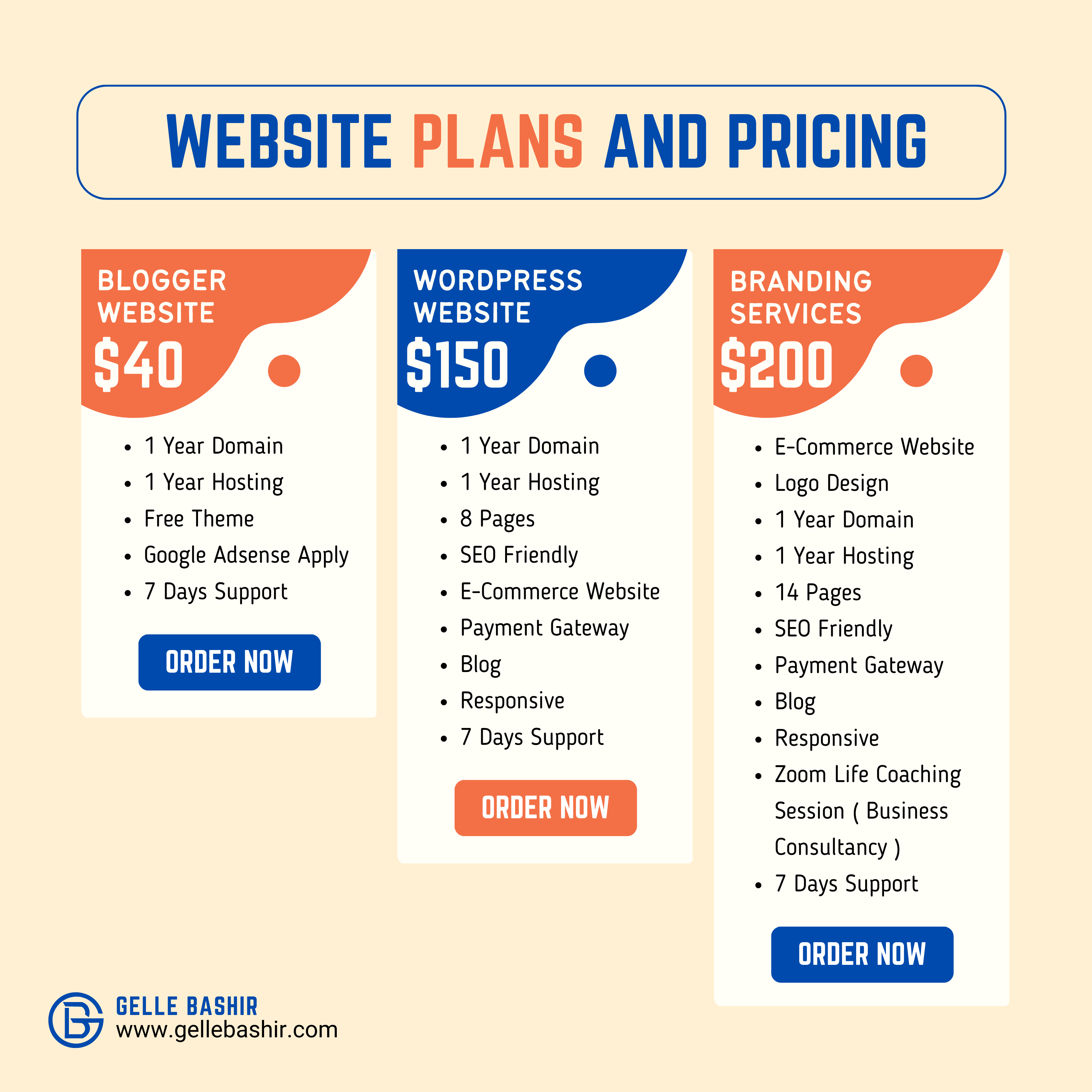 Website Plans and Pricing (Xidhmooyinka Adeegyadeena Ku Aadan Samaynta Website-Yada)