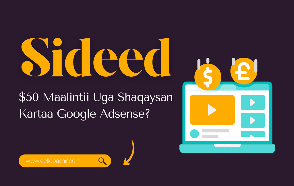 Sideed $50 Maalintii Uga Shaqaysan Kartaa Google Adsense